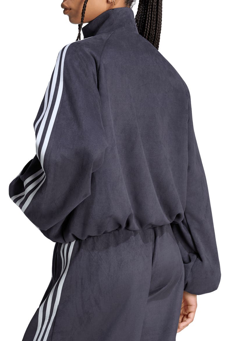 Faux Suede Track Jacket, Alternate, color, BLACK