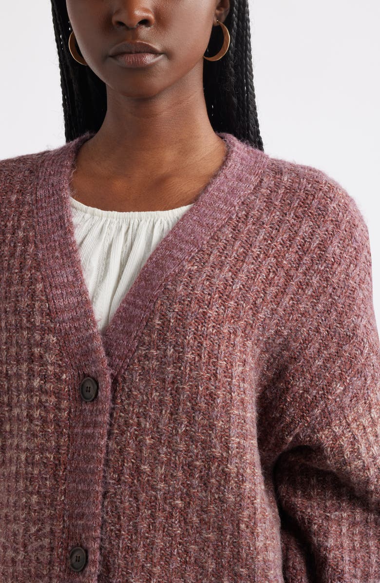 Treasure & Bond Textured V-Neck Cardigan, Alternate, color, Burgundy Rhode Combo