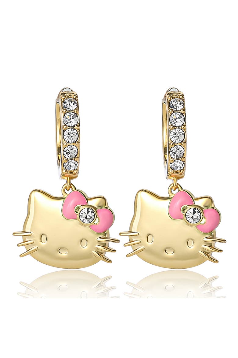 Pave Charm Hoop Earrings, Alternate, color, Gold