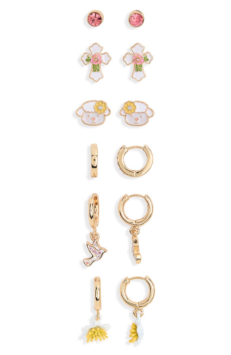 Leith Easter Faith 6-Pack Assorted Earrings, Main, color, Yellow Multi- Gold