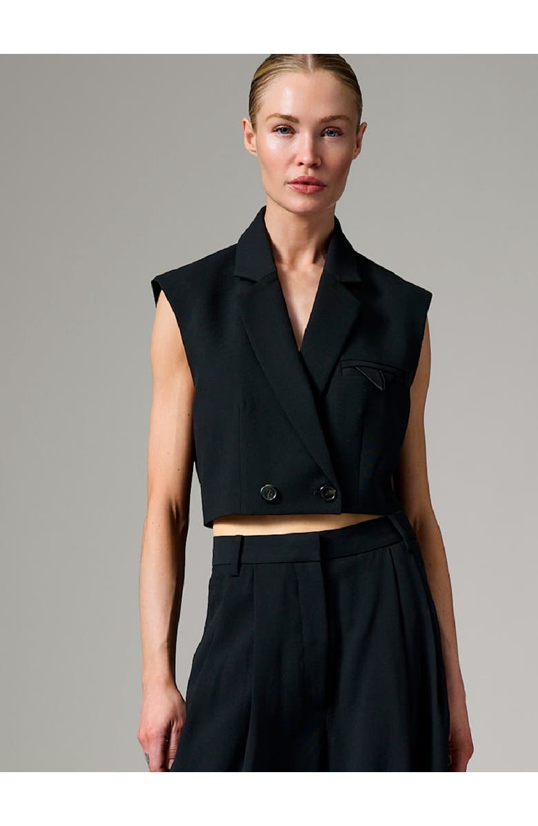 DAY Birger et Mikkelsen Marnie Cropped Gabardine Waistcoat, Main, color, Black