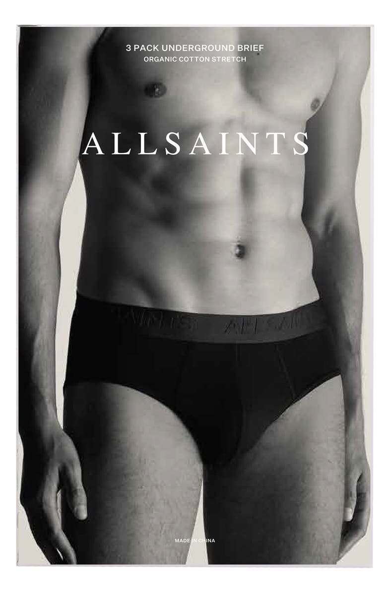 AllSaints 3-Pack Contour Pouch Briefs, Alternate, color, Black Multi