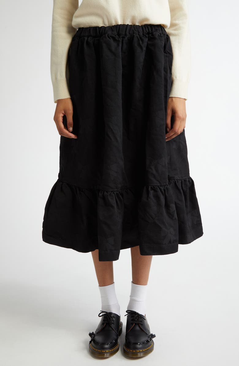 Comme des Garçons Girl Jacquard Ribbon Ruffle Skirt, Main, color, 