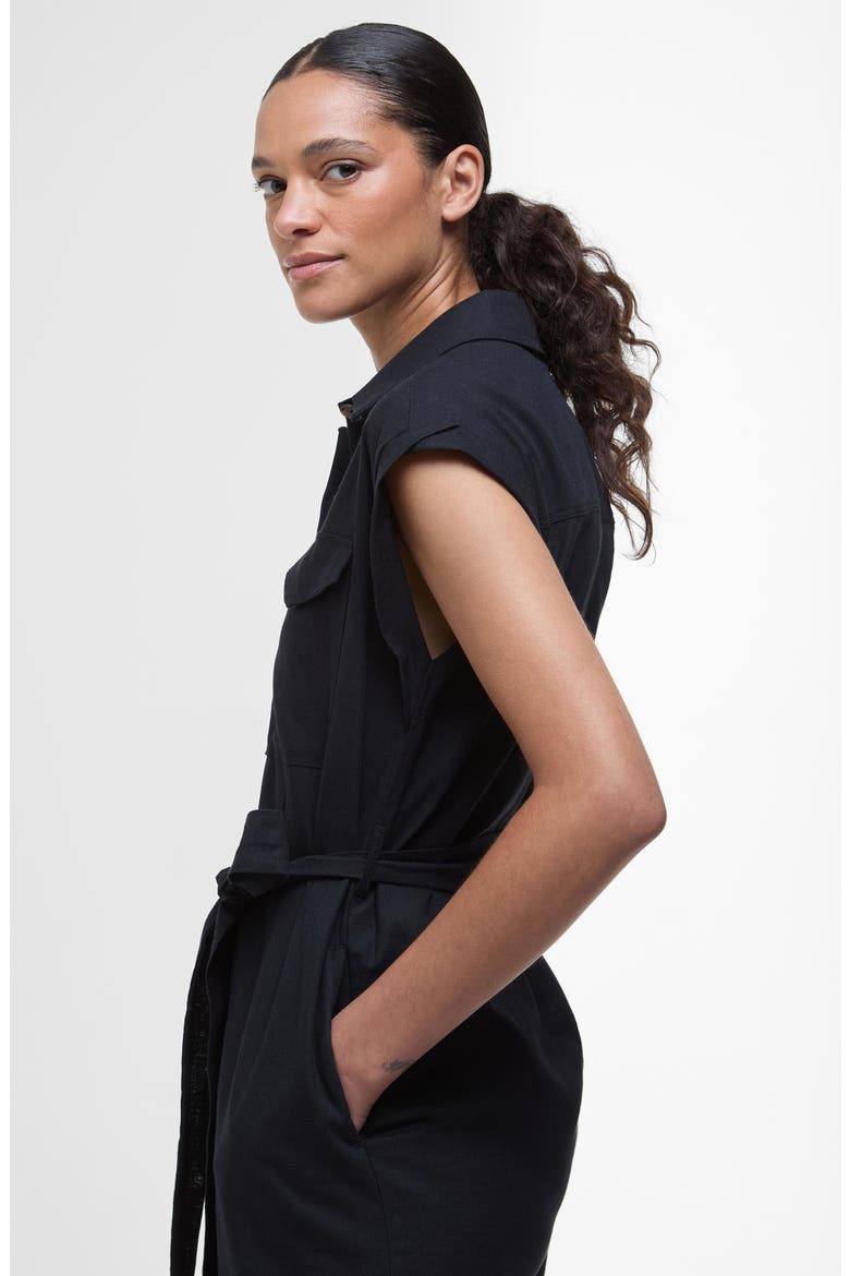 Birdie Cotton & Linen Maxi Shirtdress, Alternate, color, BLACK