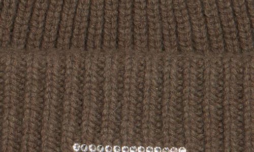 Acne Studios Pansy Crystal Face Wool Rib Beanie In Khaki Green