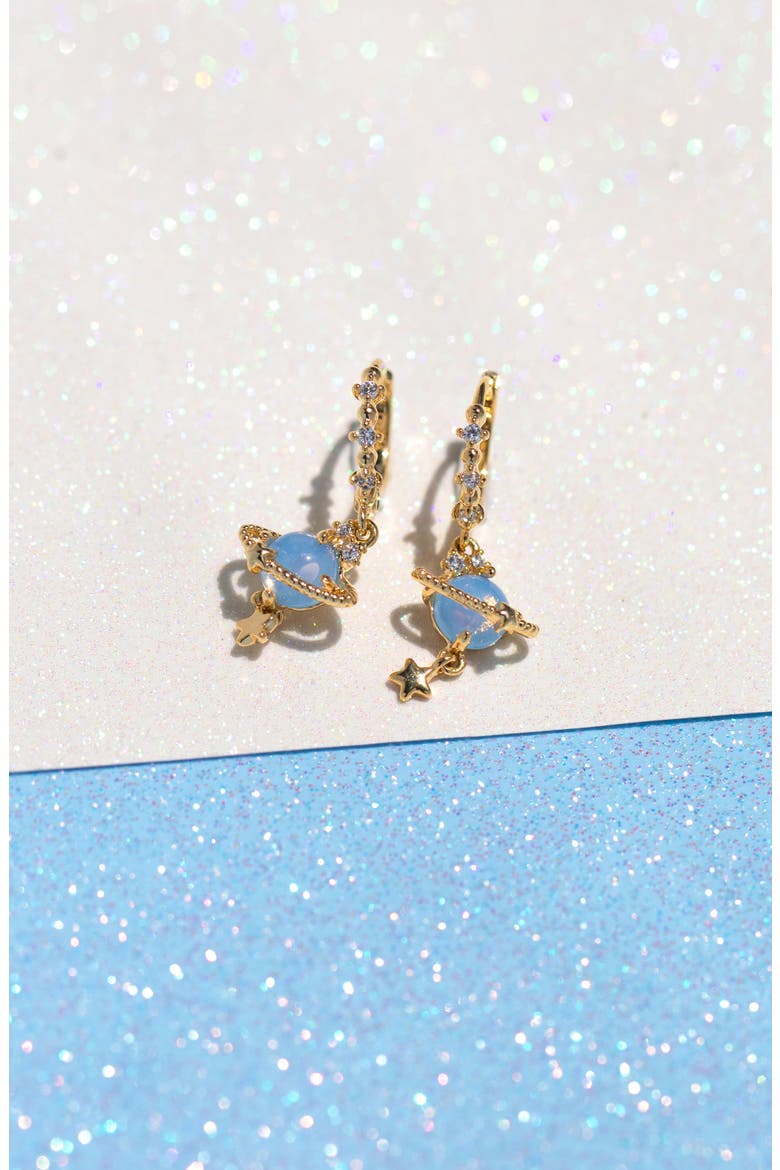 Blue Jupiter Dangle Earrings, Alternate, color, GOLD