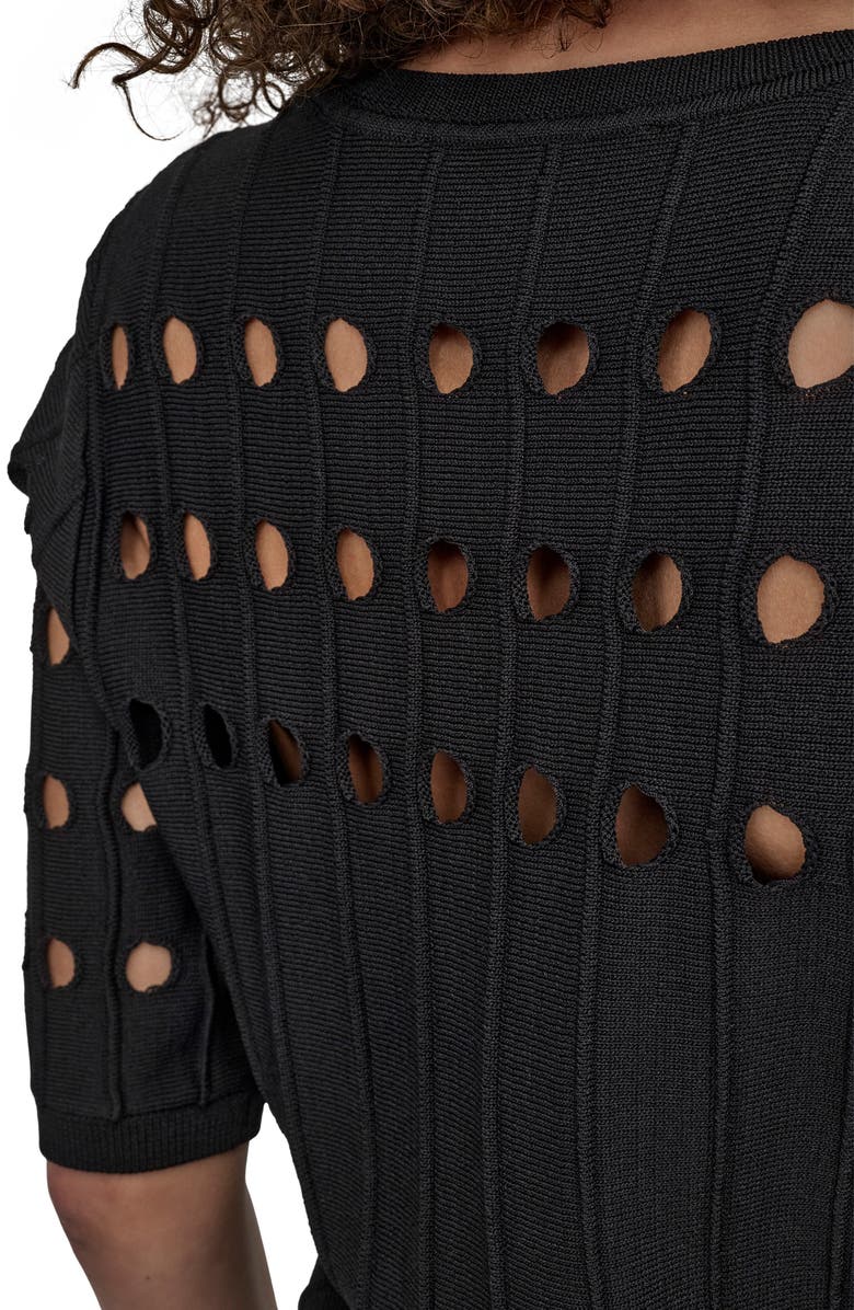 DKNY Short Sleeve Neck Cutout Sweater, Alternate, color,