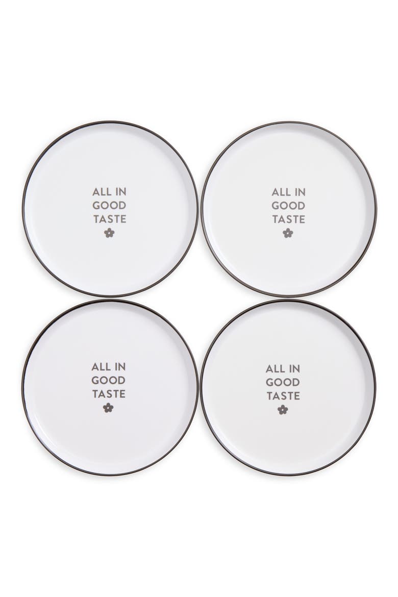 Set of 4 Melamine Appetizer Plates, Main, color, WHITE