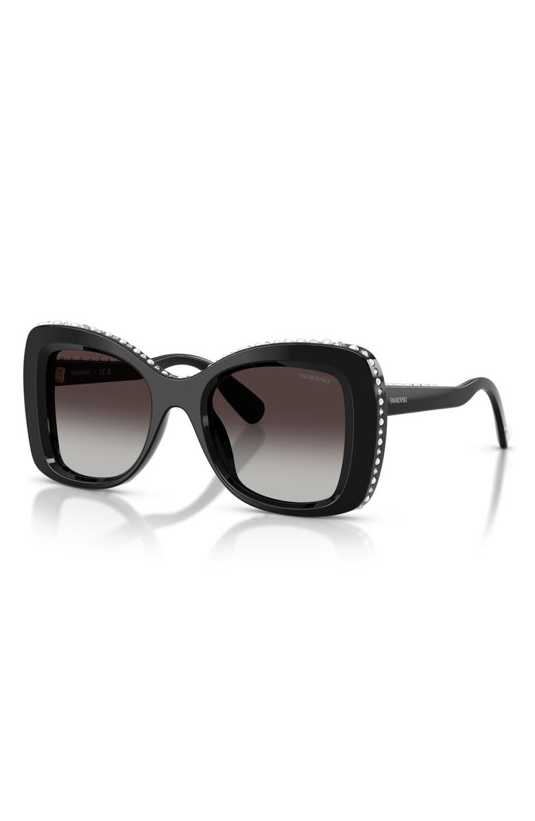 Swarovski 51mm Butterfly Sunglasses, Alternate, color, Black / Gradient Grey
