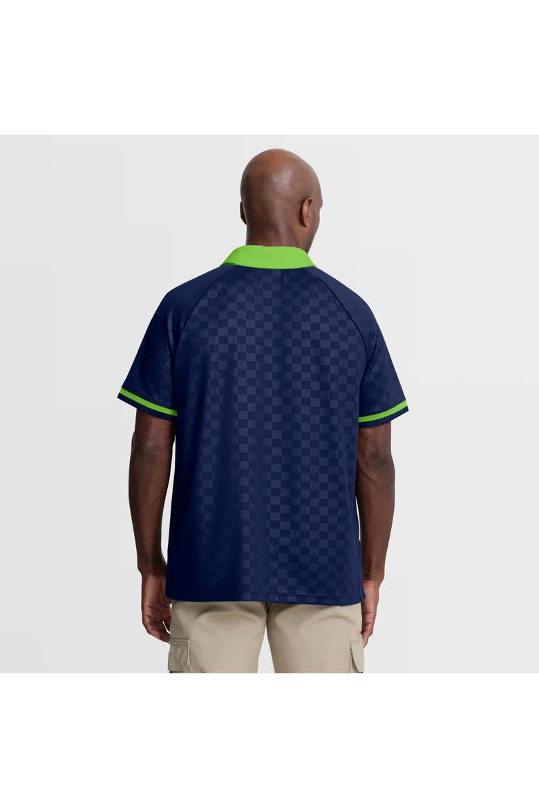 Men's Fanatics College Navy/Neon Green Seattle Seahawks Homerun Raglan V-Neck Polo, Alternate, color, College Navy