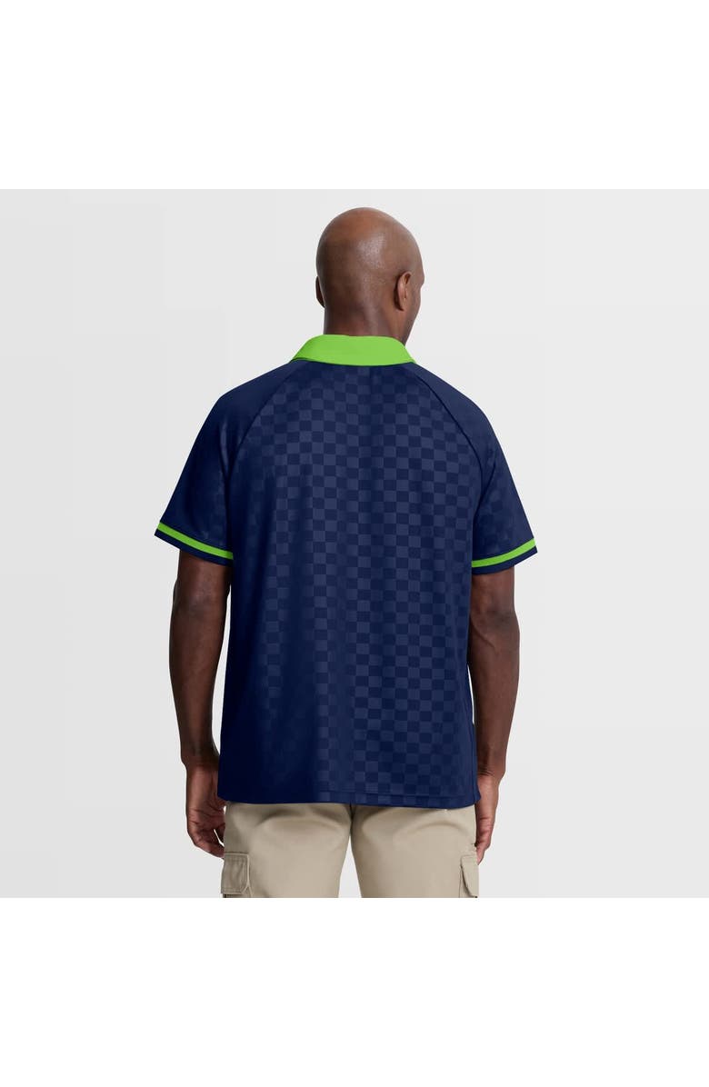 FANATICS Men's Fanatics College Navy/Neon Green Seattle Seahawks Homerun Raglan V-Neck Polo, Alternate, color, College Navy