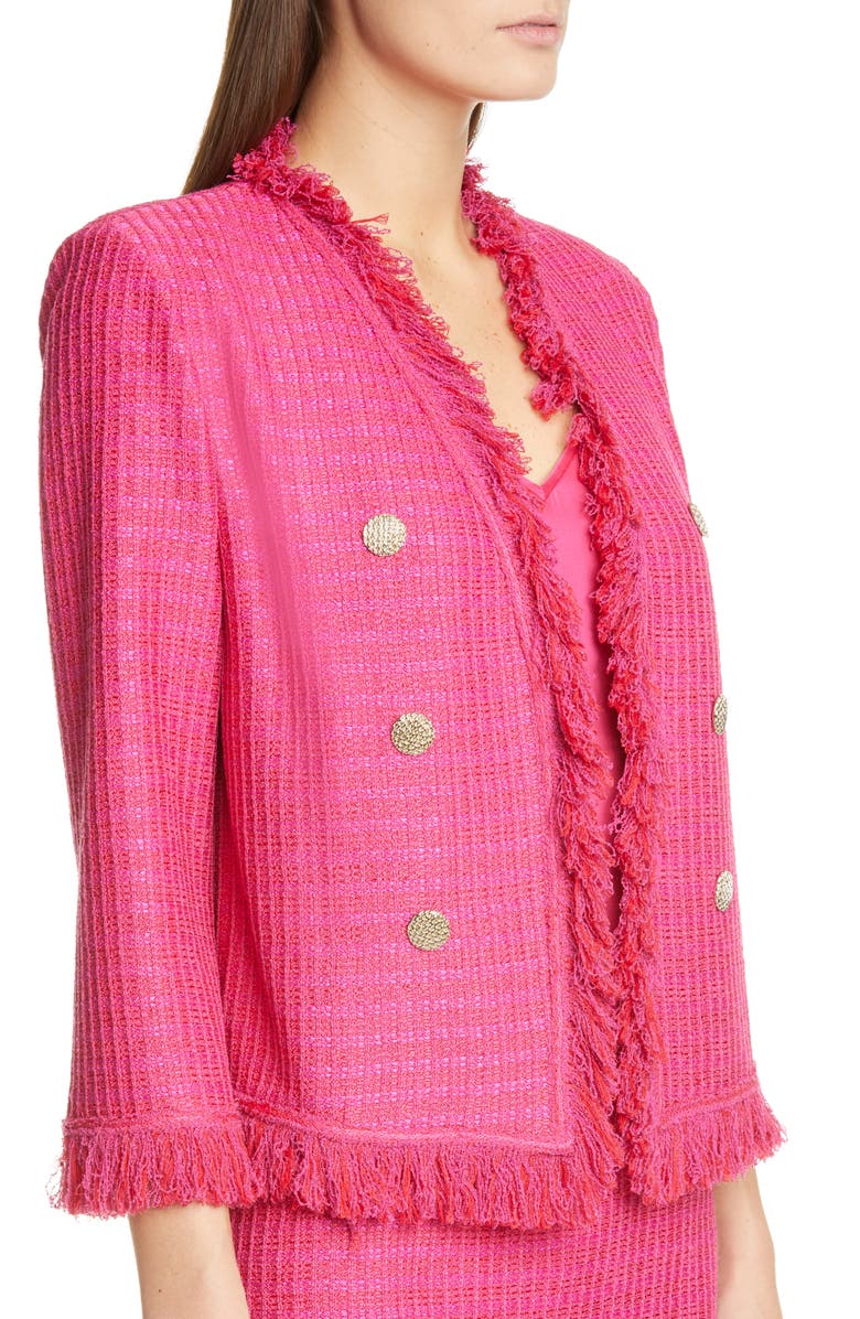 St. John Collection Poppy Textured Knit Jacket, Alternate, color, 