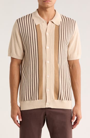 Elie Tahari Stripe Silk & Cotton Blend Polo Sweater In Pink