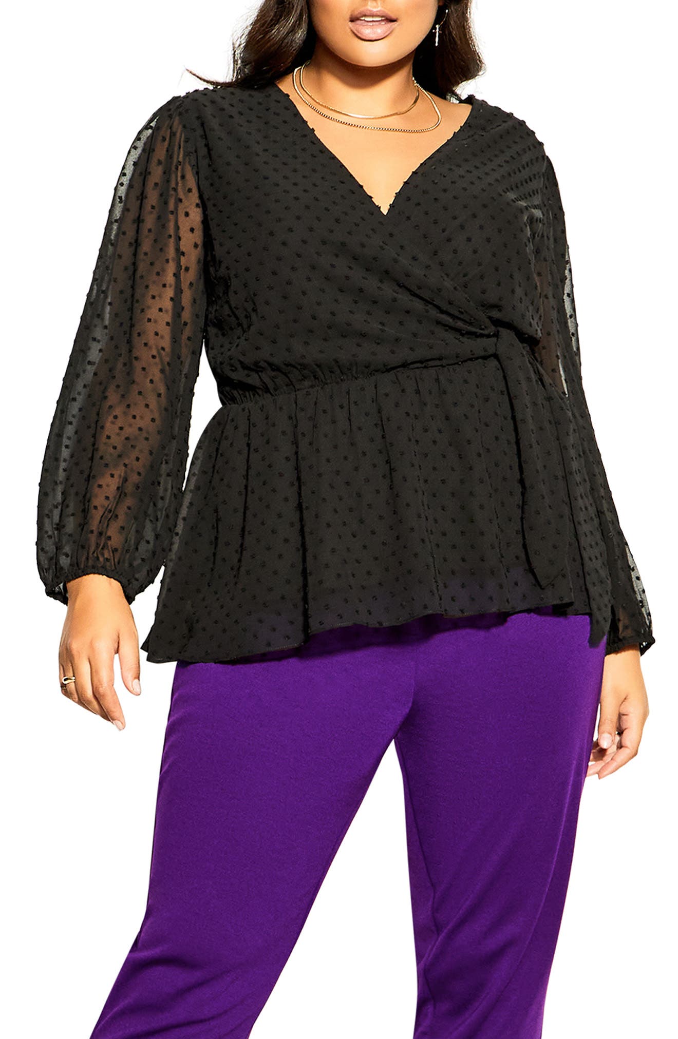 City Chic Wild Dobby Faux Wrap Top