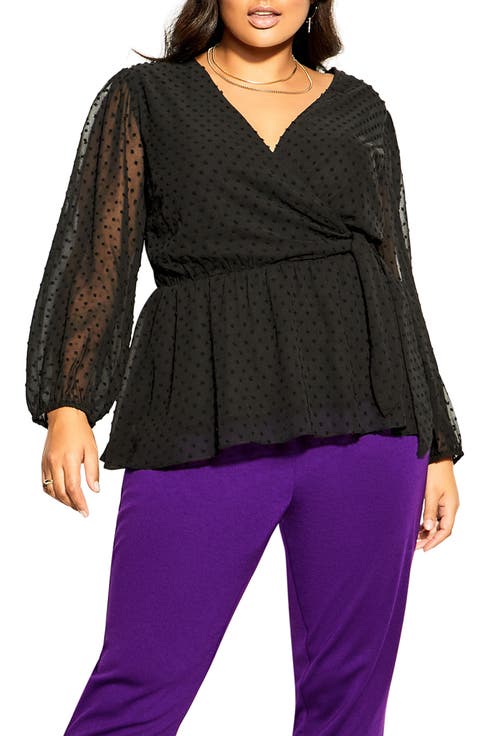 Wild Dobby Faux Wrap Top (Plus Size)