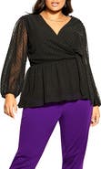 City Chic Wild Dobby Faux Wrap Top