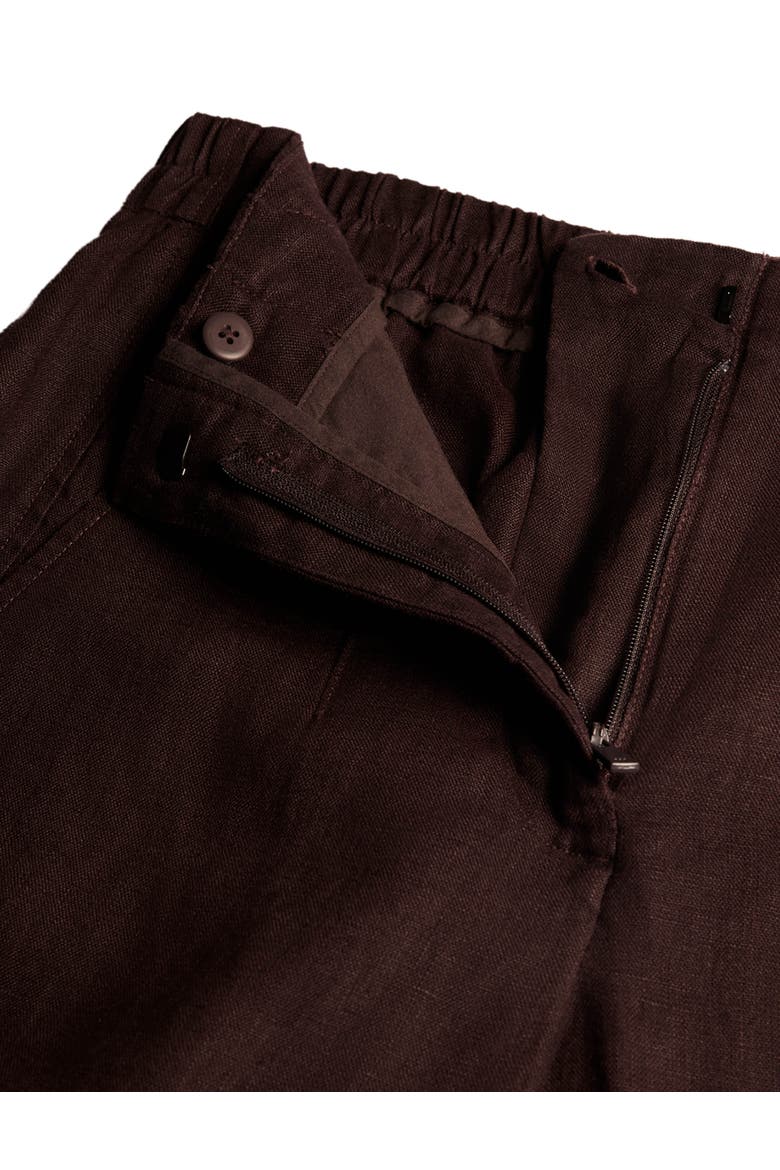 Linen Barrel Leg Trouser, Alternate, color, Brown