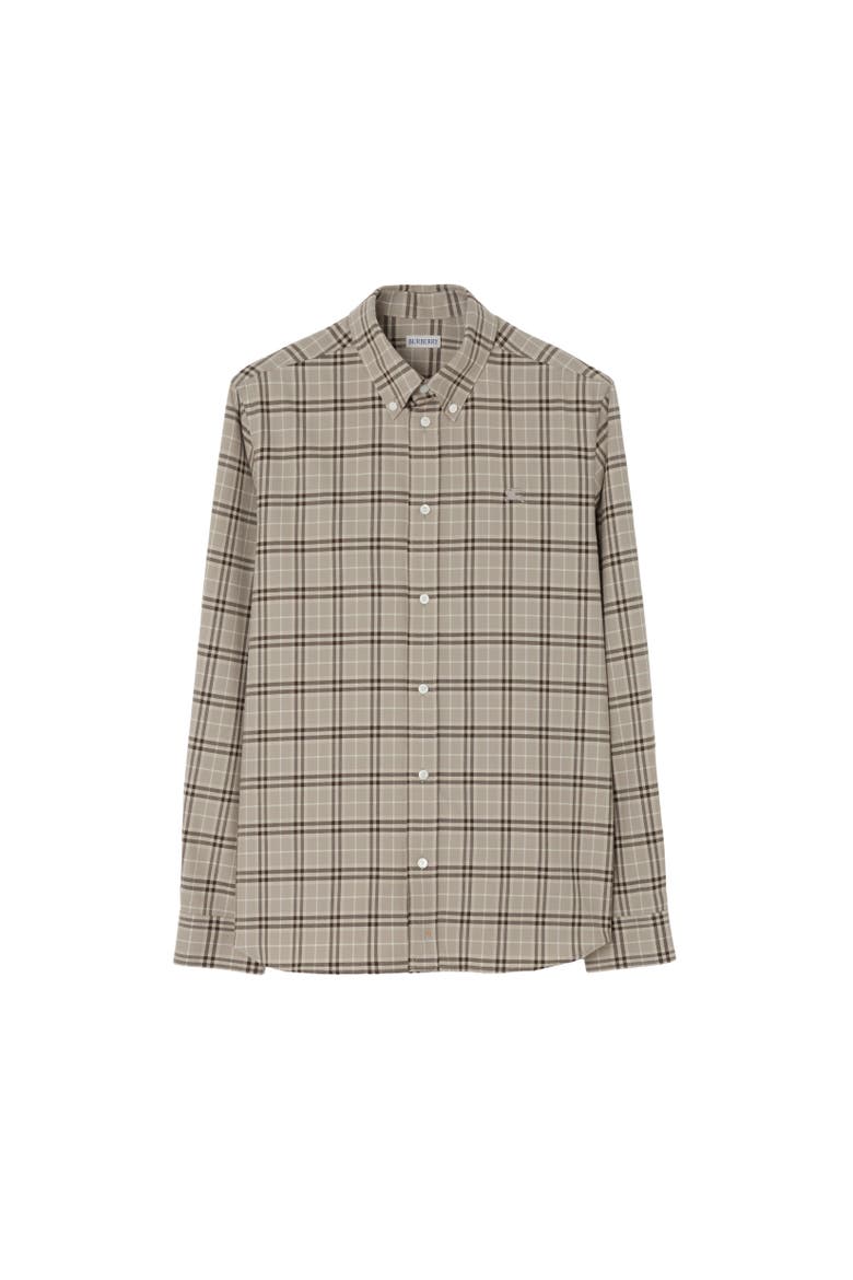 Relaxed Fit Check Cotton Shirt, Alternate, color, Dove grey