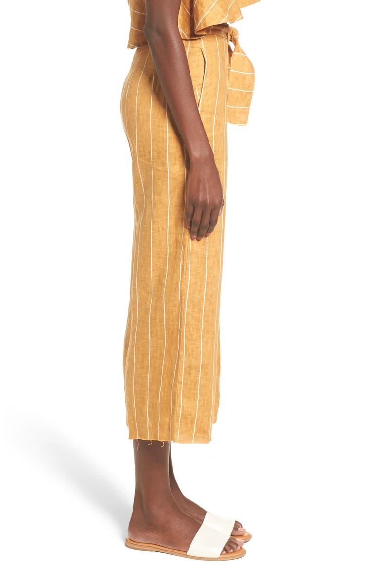 Como Wide Leg Crop Linen Pants, Alternate, color, COPENHAGEN STRIPE