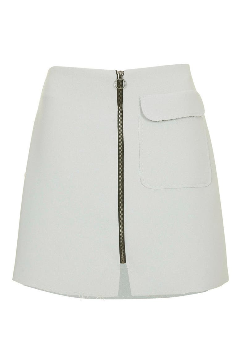 Distressed Crepe A-Line Skirt, Alternate, color, LIGHT BLUE