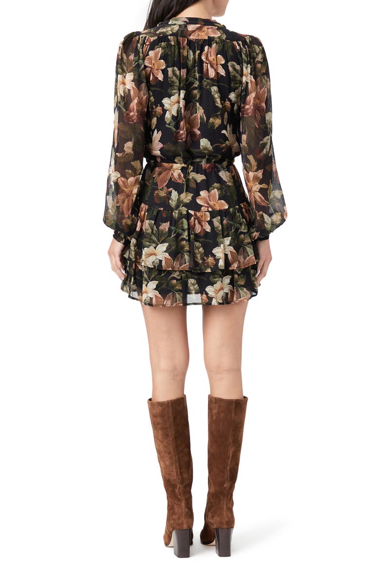 PAIGE Elynne Floral Print Long Sleeve Silk Minidress, Alternate, color,