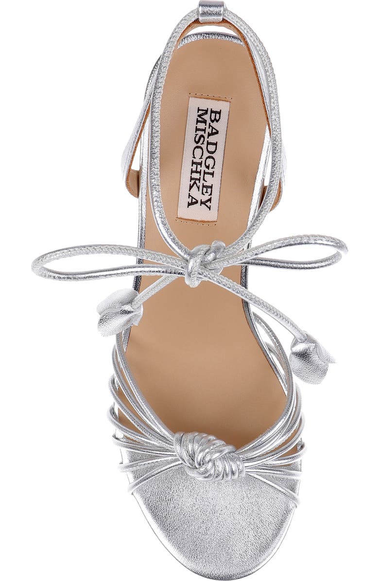 Badgley Mischka Collection Yelena Ankle Wrap Sandal, Alternate, color, Silver Metallic