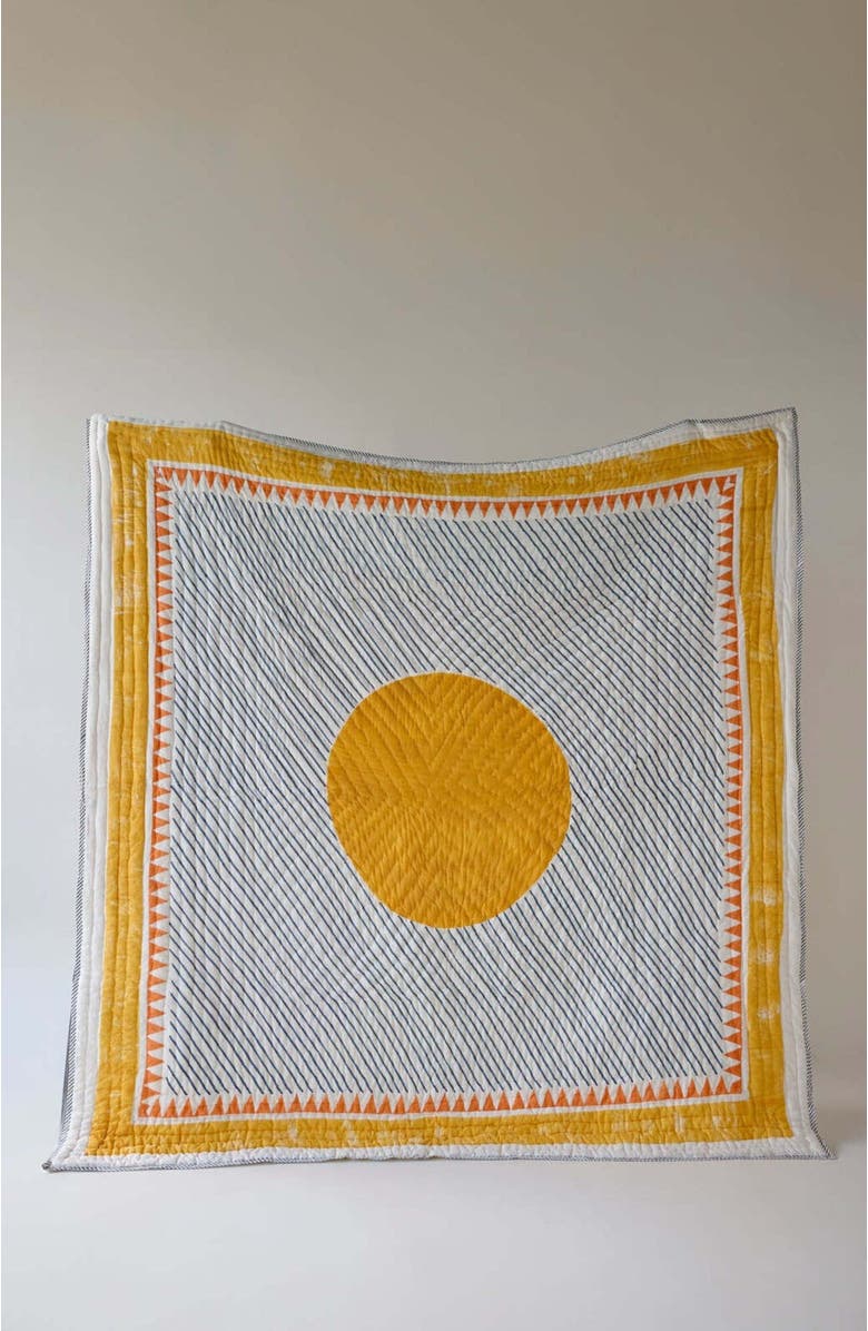 CQC LA Ouray Quilt - with 2 shams, Alternate, color, White, Yellow, Orange, Blue
