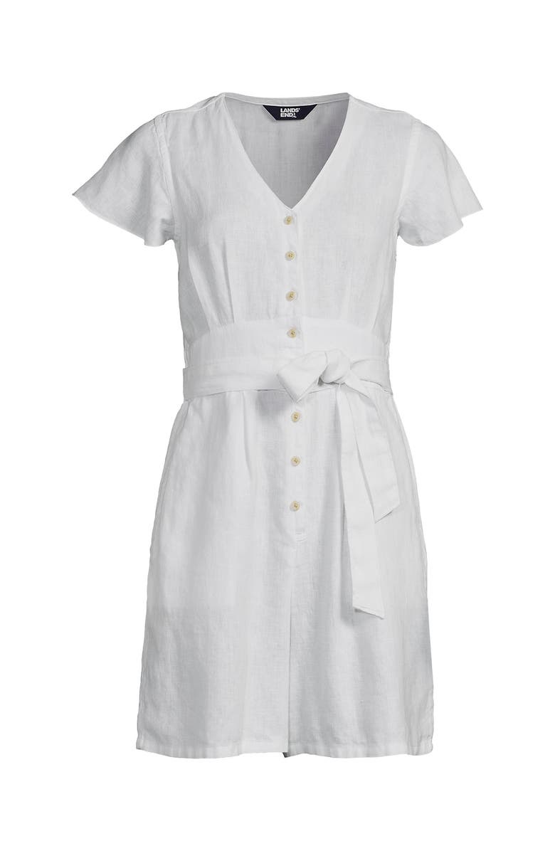 Lands' End Flutter Sleeve Linen Romper, Alternate, color, White