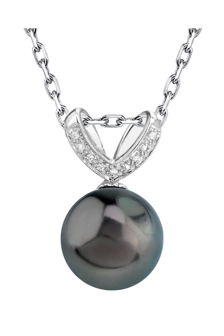 Tahitian South Sea Pearl & Diamond Belissima Pendant, Main, color, White Gold