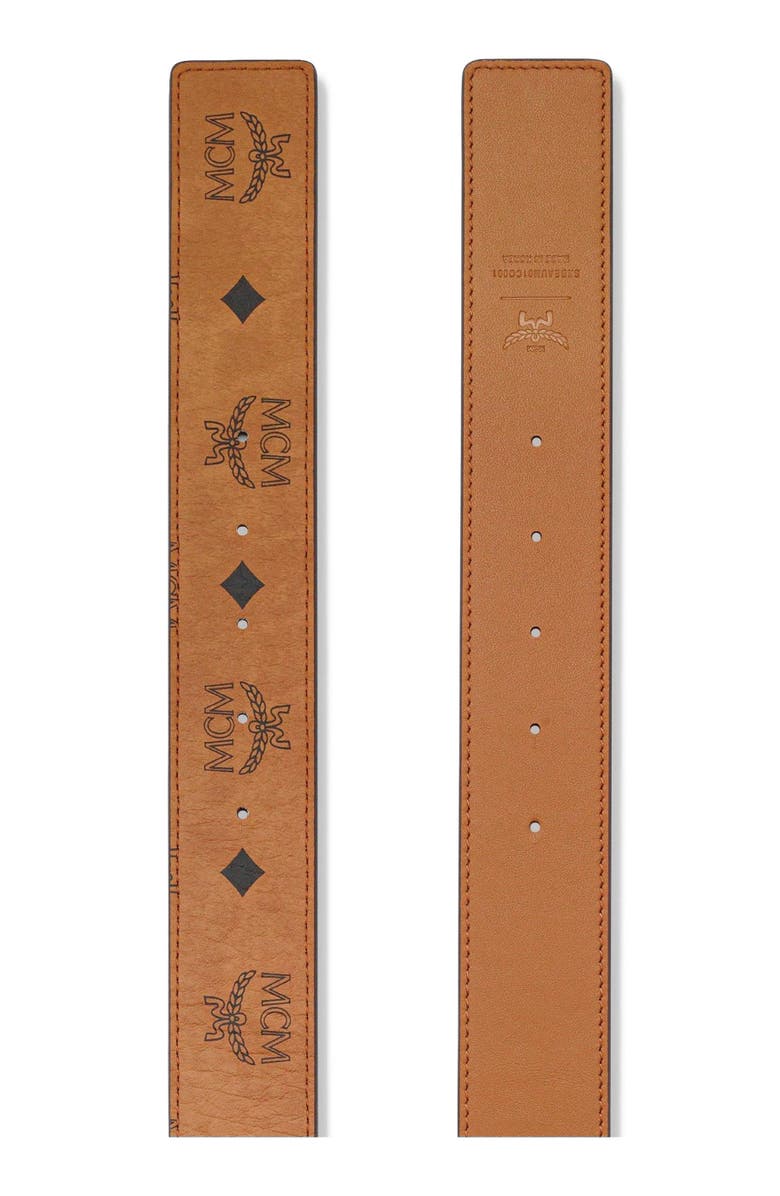 MCM M-Art Reversible Belt 1.5 in Visetos, Alternate, color,