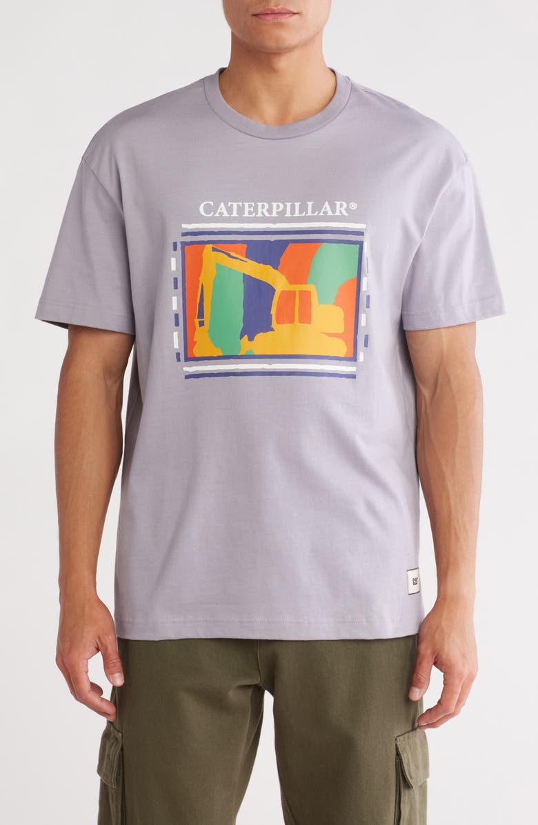 CAT WWR Retro Tractor Cotton Boxy Graphic T-Shirt, Main, color, Lilac Gray