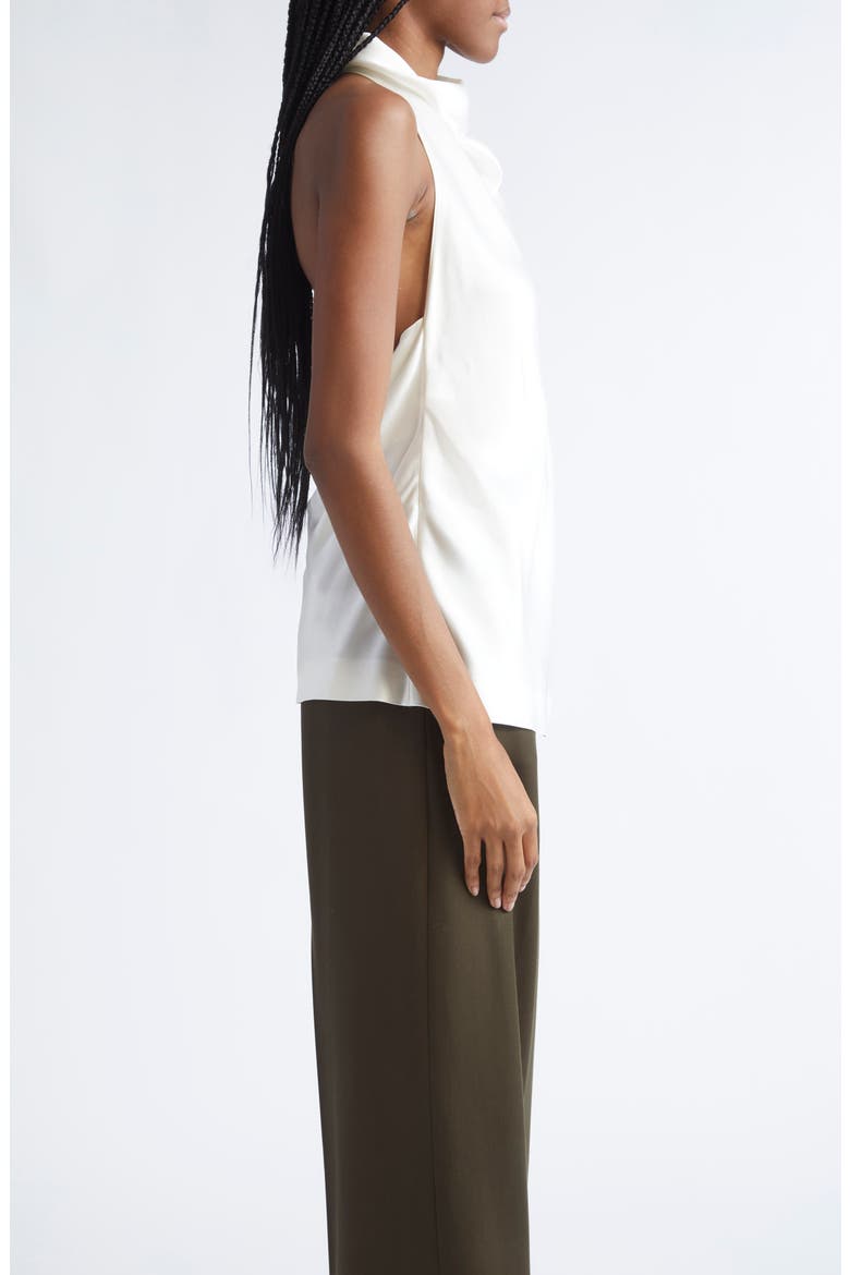 Cowl Neck Satin Halter Top, Alternate, color, CREAM