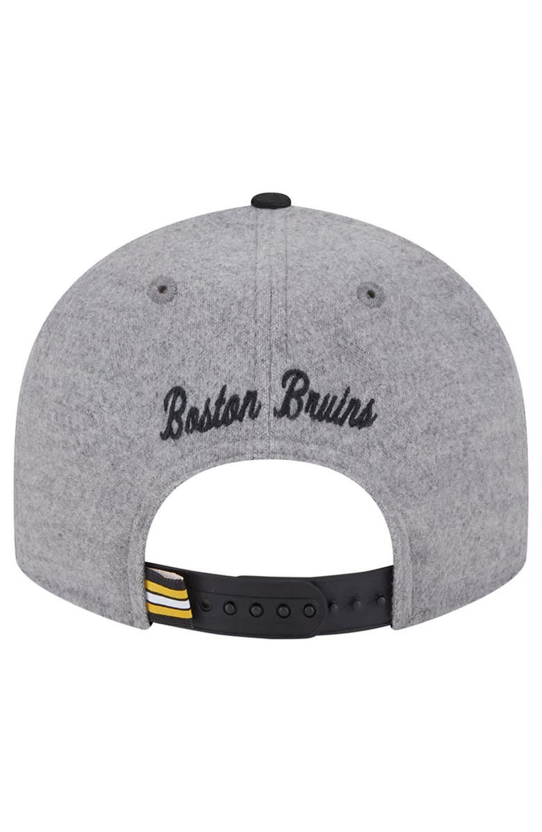 New Era Men's New Era  Gray/Black Boston Bruins Wool Pin Low Profile 9FIFTY Snapback Hat, Alternate, color, Gray