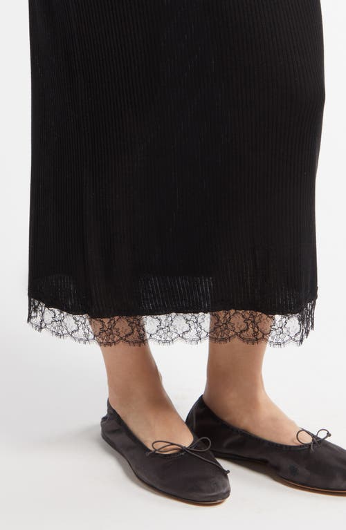 The Row Indira Lace Trim Rib Silk Blend Skirt In Black