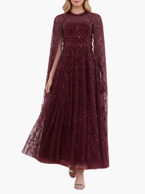 Heart Lattice Cape Ankle Gown