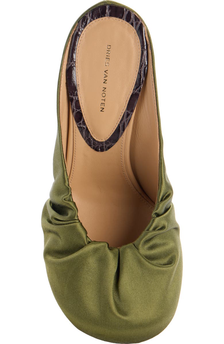 Dries Van Noten Ruched Mule, Alternate, color, Olive 607