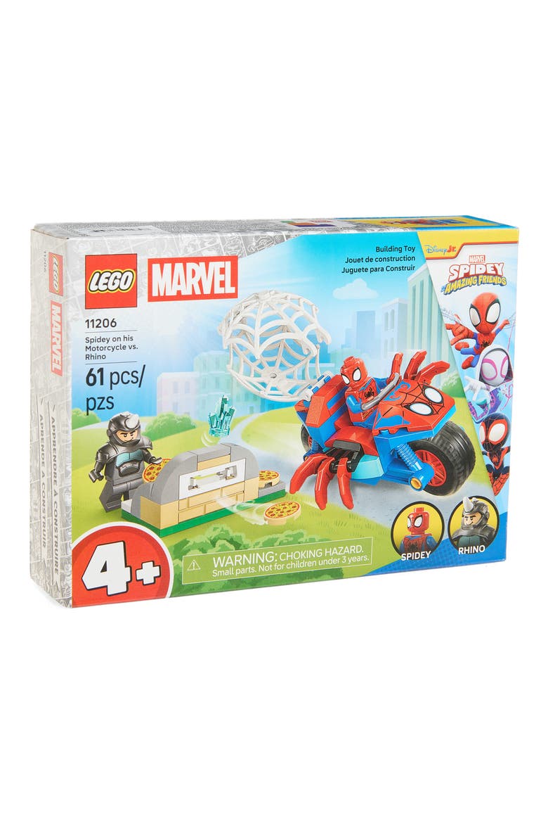 Kids' Marvel Spidey on his Motorcycle vs. Rhino Building Kit 11206, Main, color, MULTI