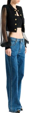 Balmain Cropped tweed and muslin jacket