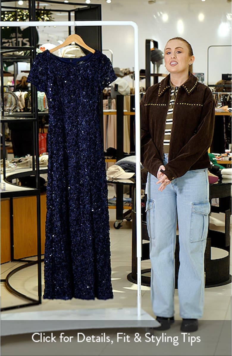 Sequin Soutache Short Sleeve A-Line Gown, sales video thumbnail