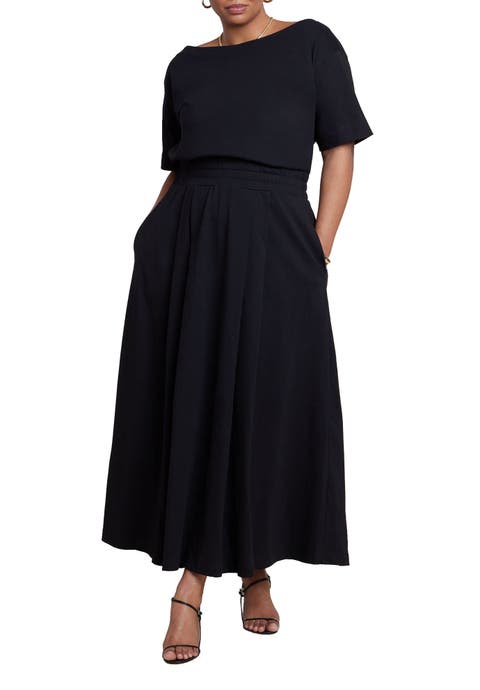 Asymmetrical Neck A-Line Dress (Plus)