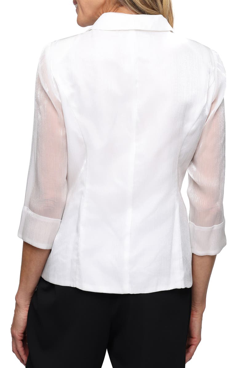 Alex Evenings Yoryu Sheer Sleeve Button-Up Shirt, Alternate, color, Ivory
