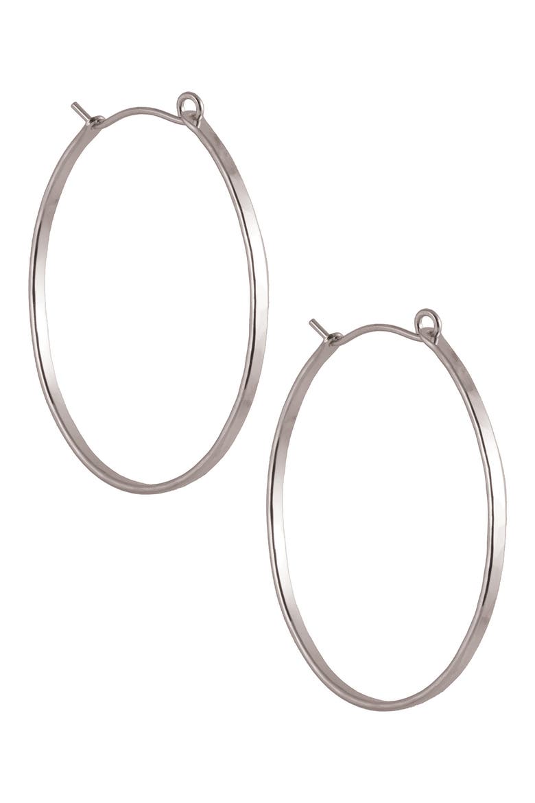 Barrel Hoop Earrings, Main, color, SILVER