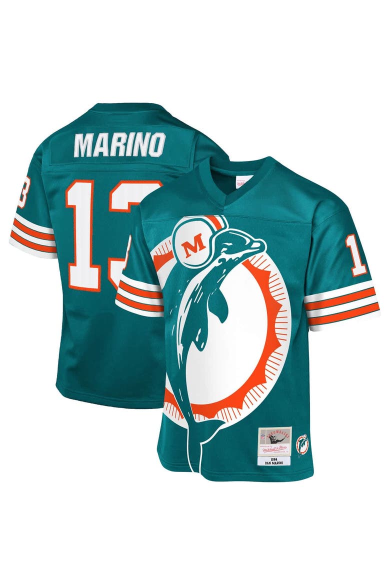 Youth Mitchell & Ness Dan Marino Aqua Miami Dolphins 1984 Throwback Fashion Jersey, Main, color, Aqua