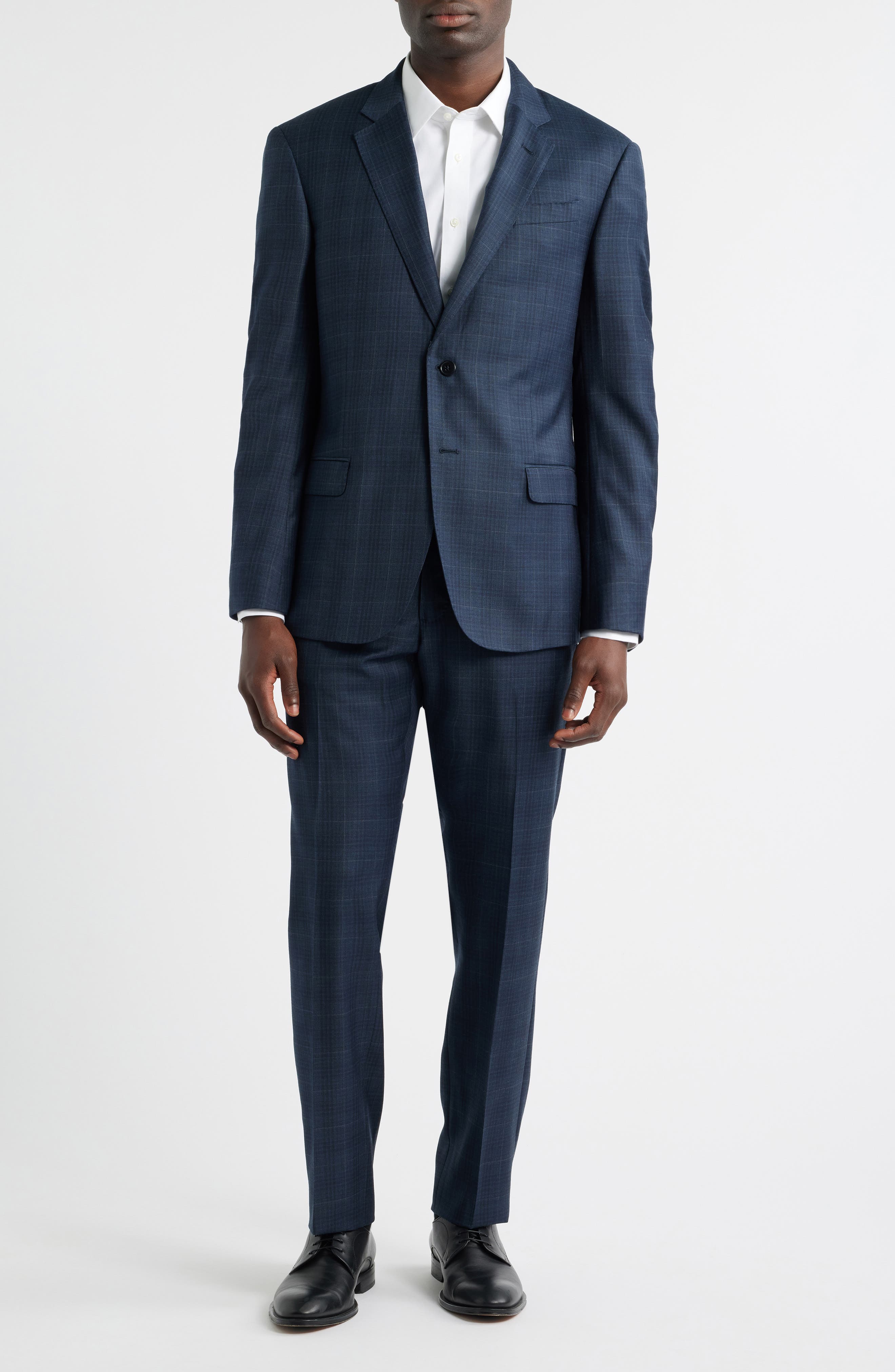 Emporio Armani G-Line Dark Teal Plaid Wool Suit