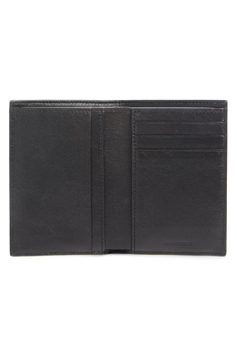 Cash Logo Vertical Leather Bifold Wallet, Alternate, color, BLACK/WHITE