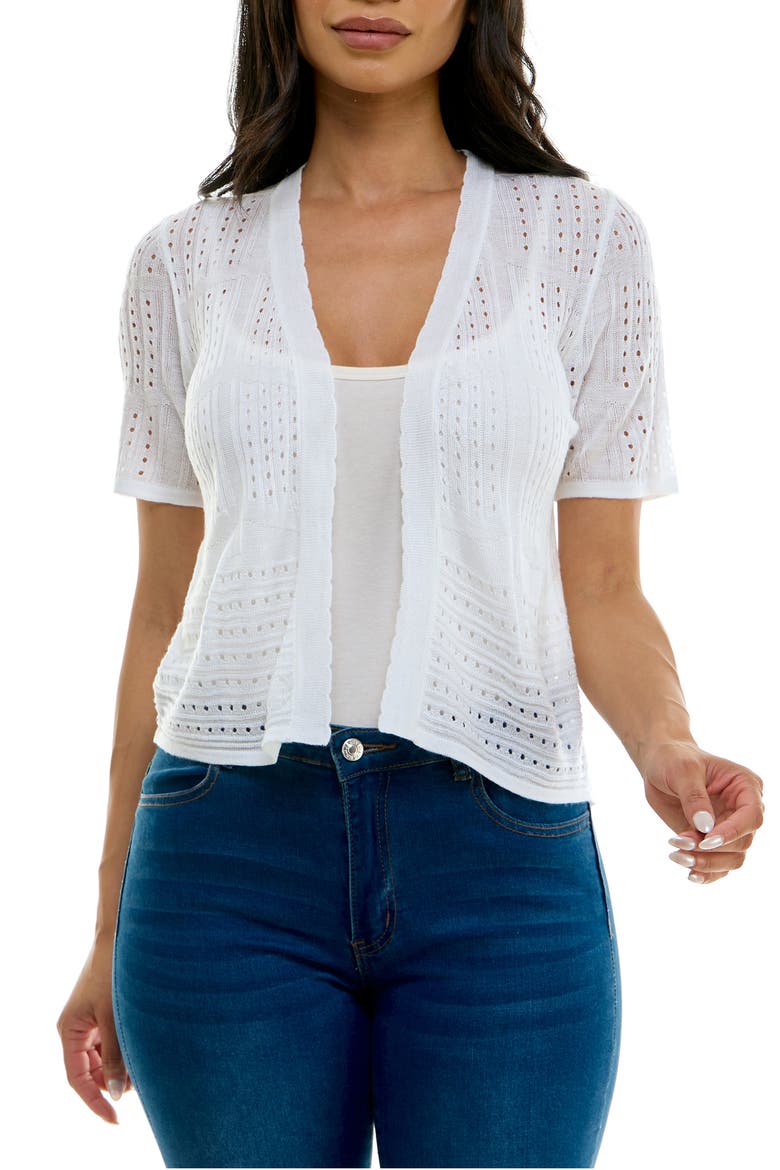 Open Stitch Short Sleeve Bolero, Main, color, WHITE