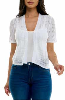 Nina Leonard Open Stitch Short Sleeve Bolero