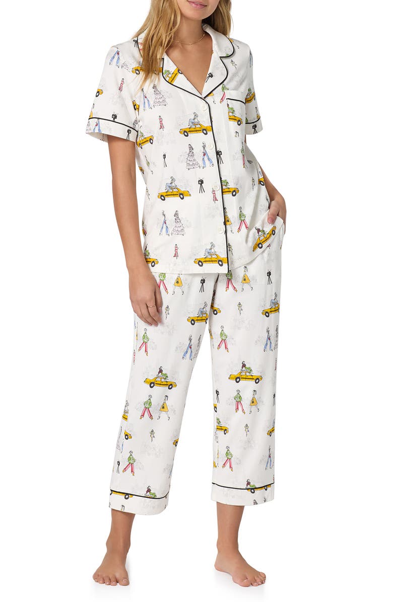 BedHead Pajamas Stretch Cotton Crop Pajamas, Alternate, color,