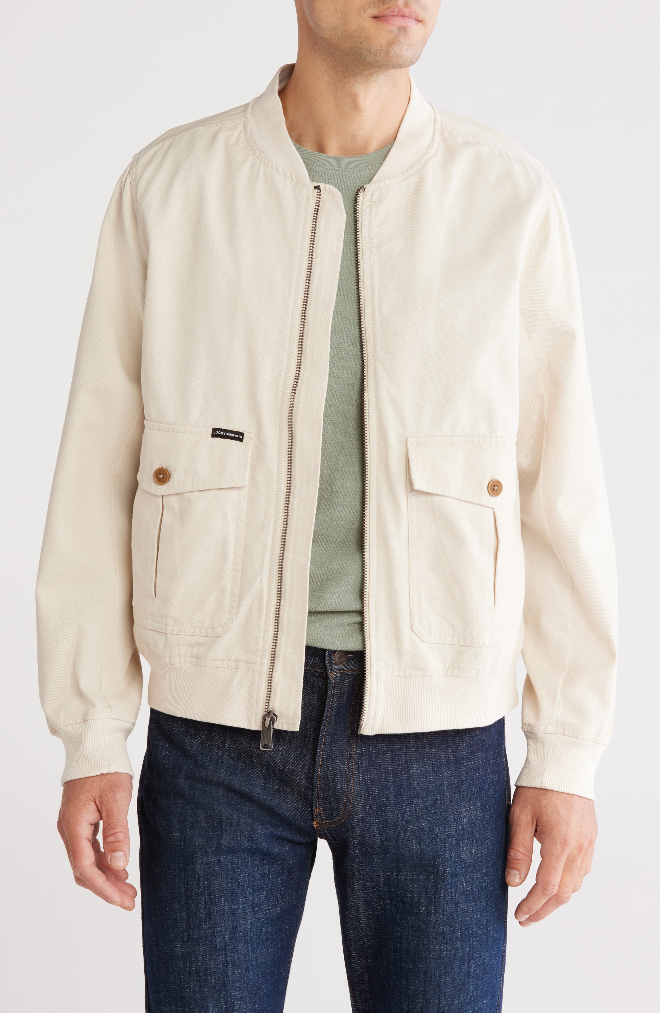 Lucky Brand Cotton Twill Utility Bomber Jacket