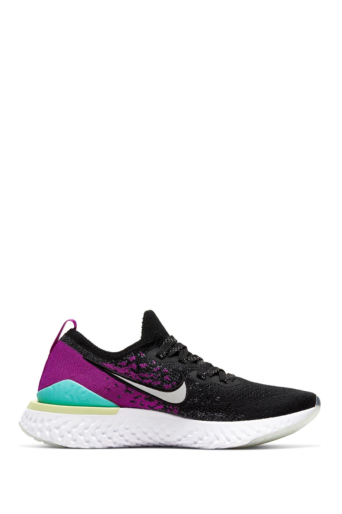 Epic React Flyknit 2 Running Shoe, Alternate, color, 008 BLACK/REFLECT SILVER
